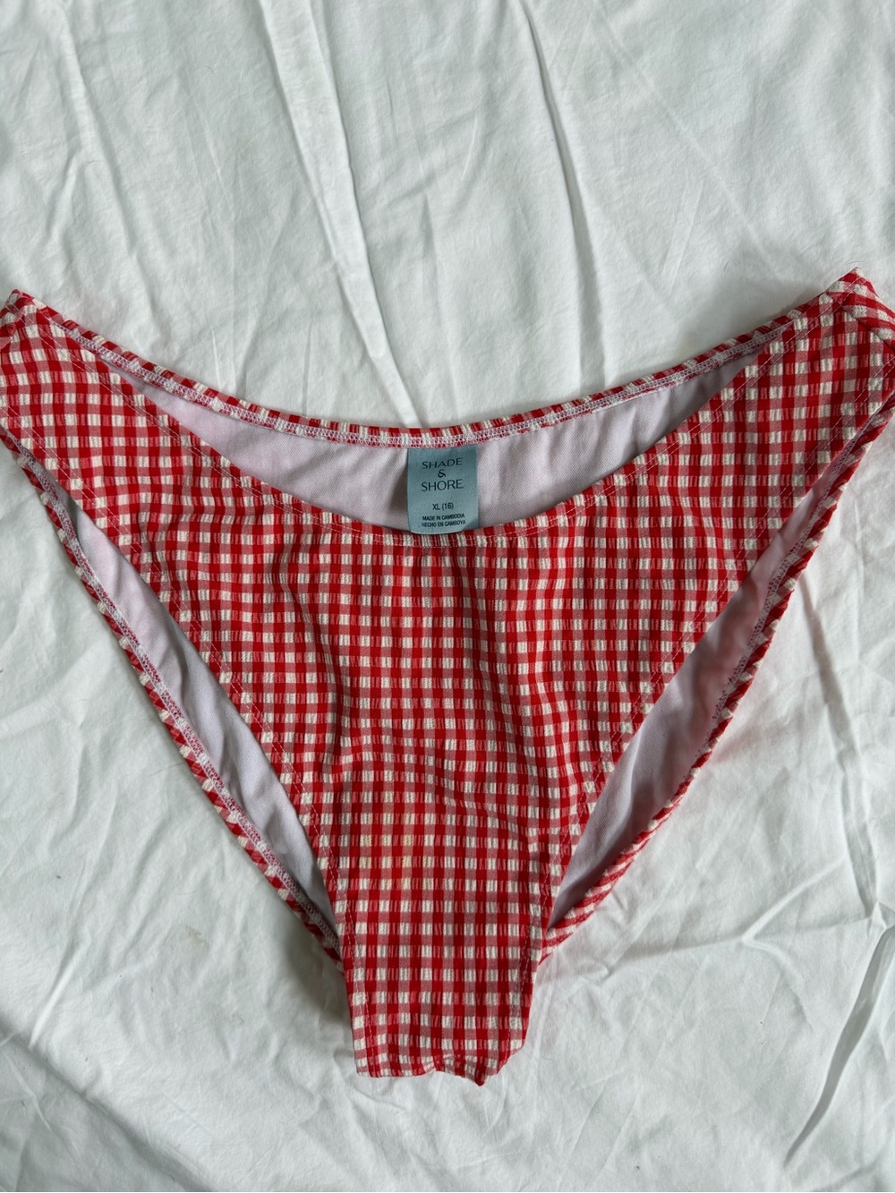 Shade & Shore Red and White Gingham Bikini Bottom